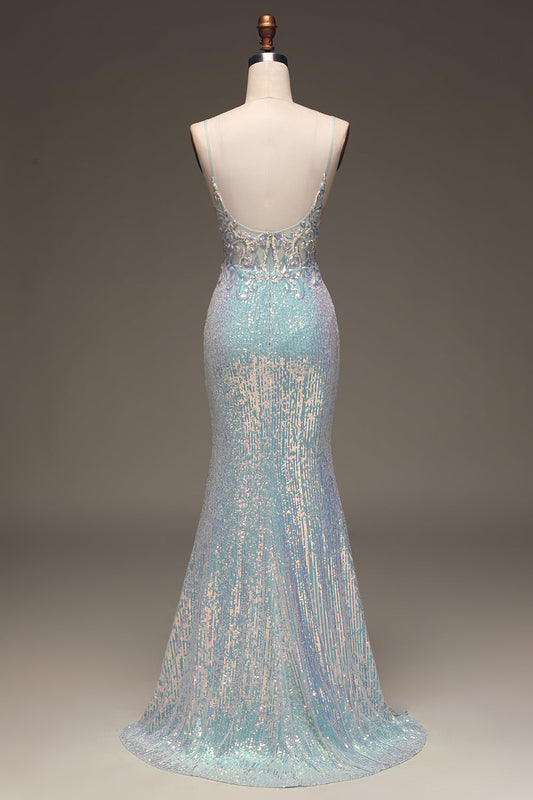 Sequins Sparkly Mermaid Prom Dress with Slit