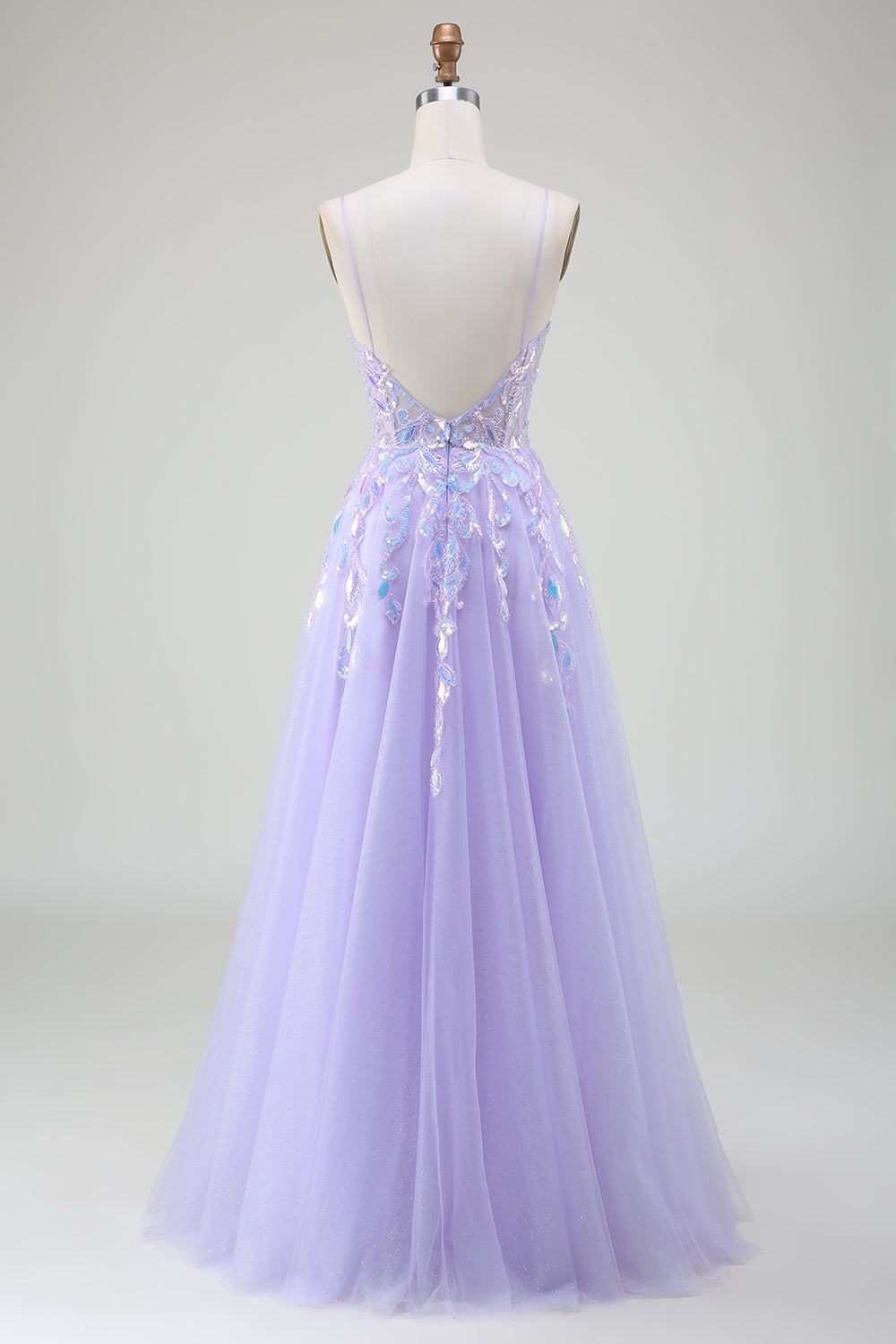 A-Line Purple Prom Dress with Sequins