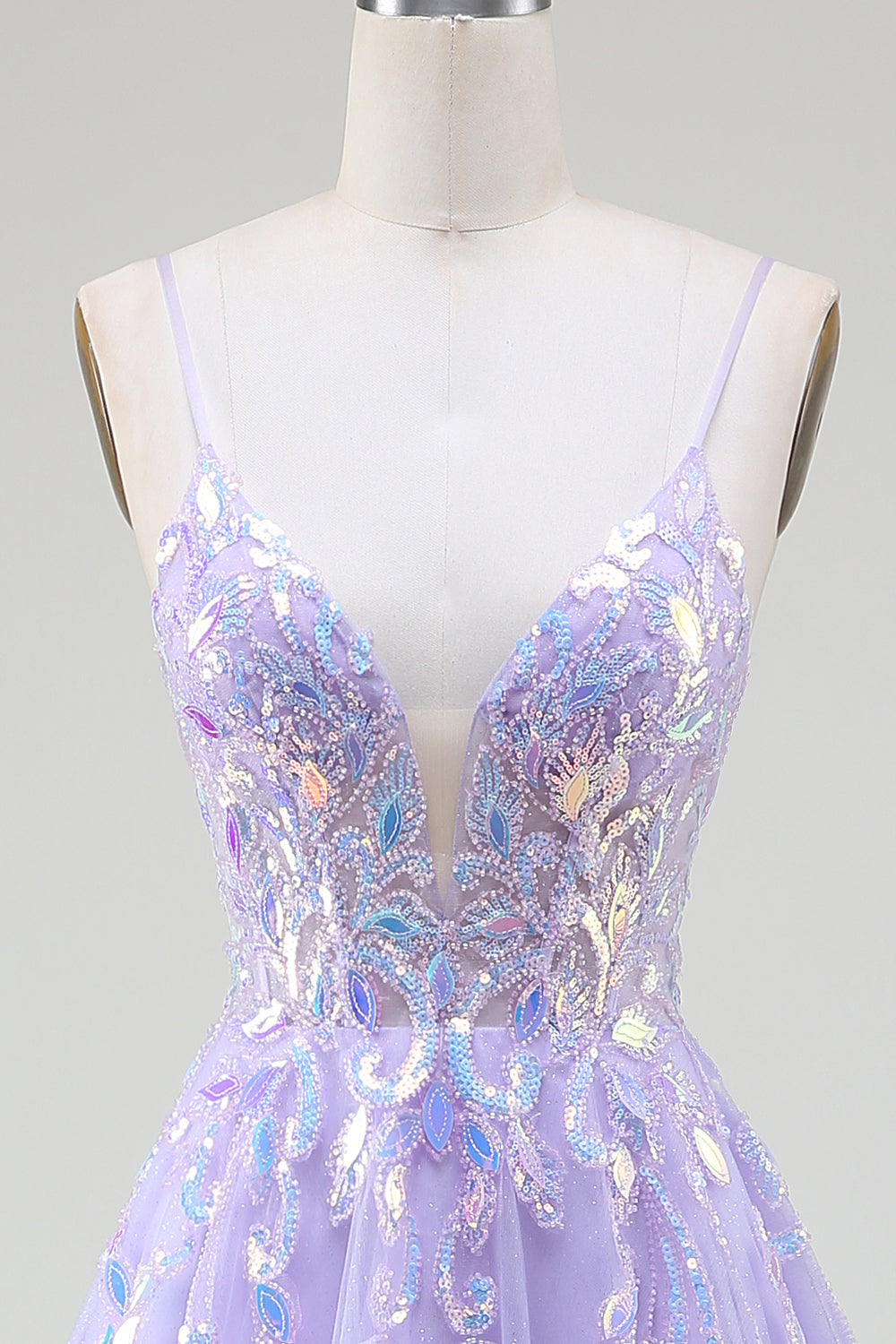 A-Line Purple Prom Dress with Sequins