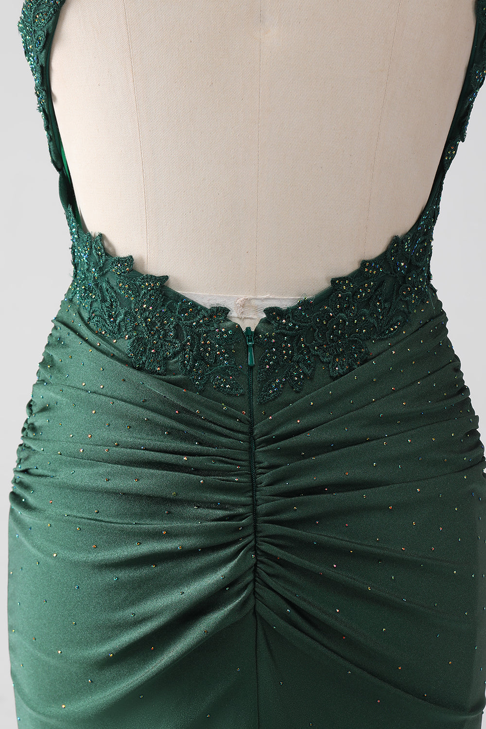 Dark Green Mermaid Spaghetti Straps Long Corset Prom Dress