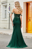 Dark Green Mermaid Prom Dress with Ruffles