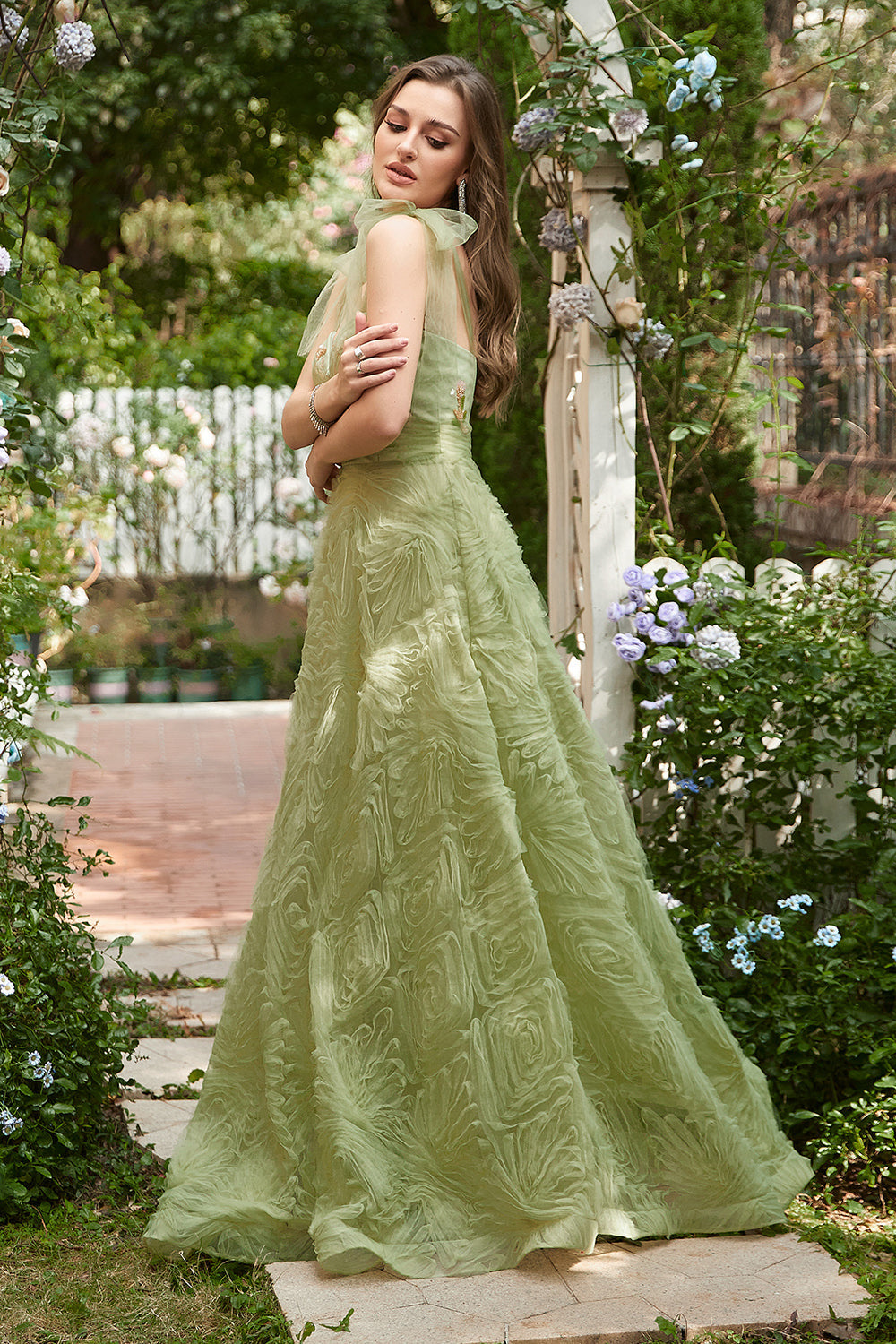 Zapakasa Women Long Prom Dress Light Green A-Line Evening Dress