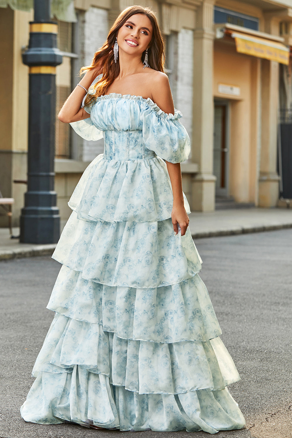 Light blue tiered dress hotsell