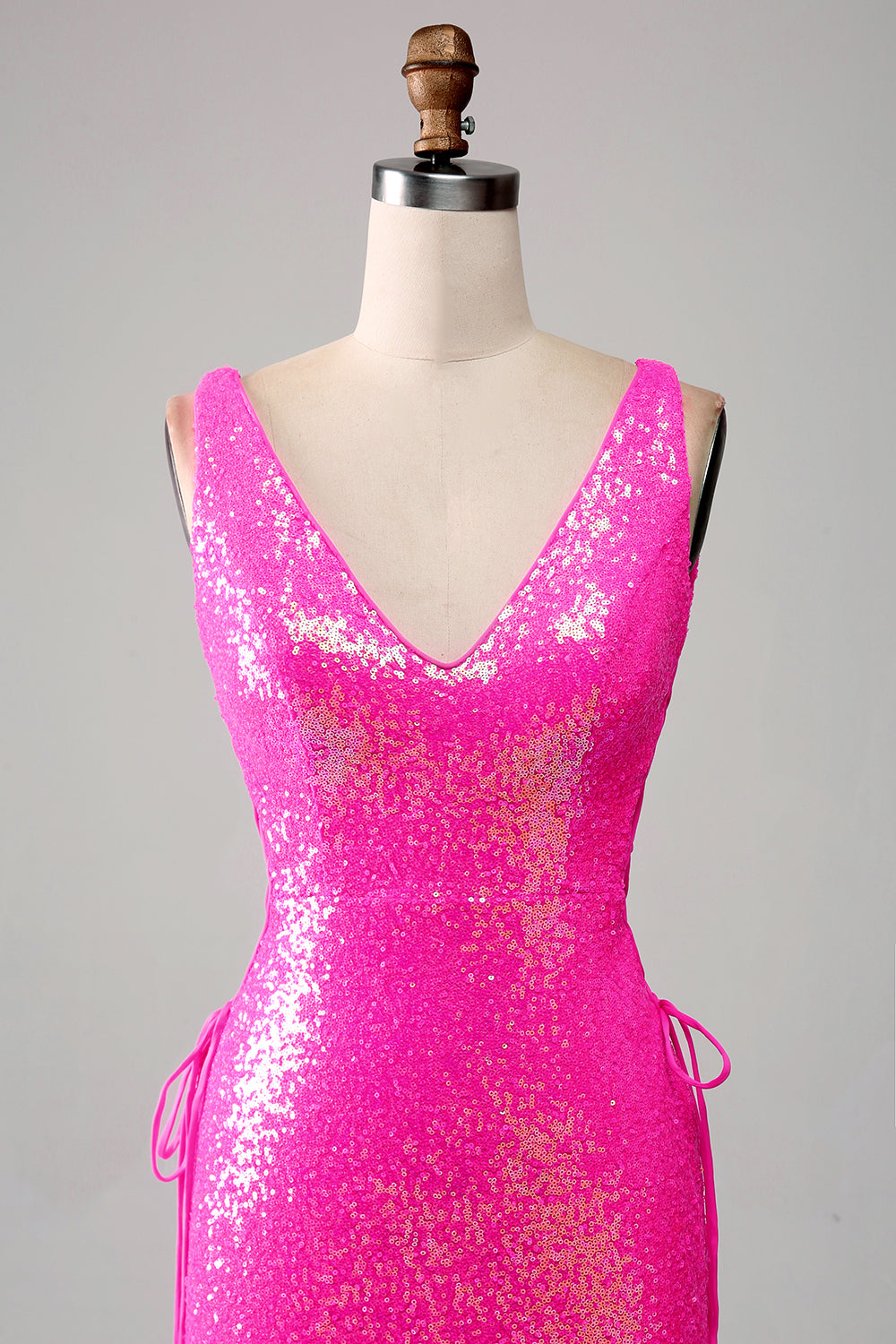 Sparkly Hot Pink Mermaid Prom Dress with Slit