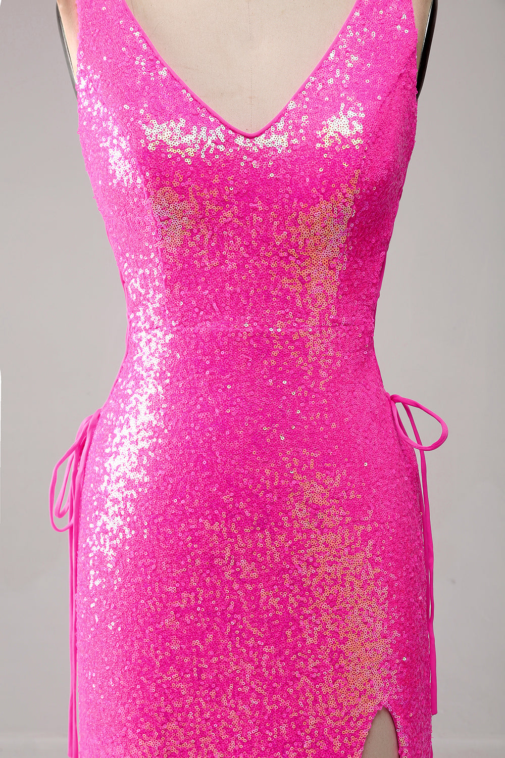 Sparkly Hot Pink Mermaid Prom Dress with Slit