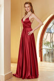 Burgundy Spaghetti Straps Simple Prom Dress