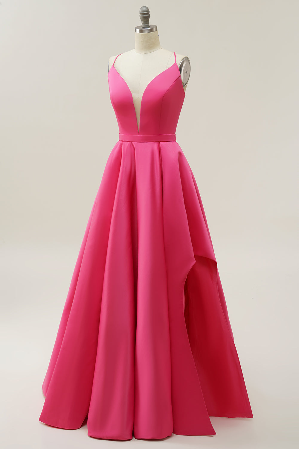 A-line Fuchsia Spaghetti Straps Ball Gown