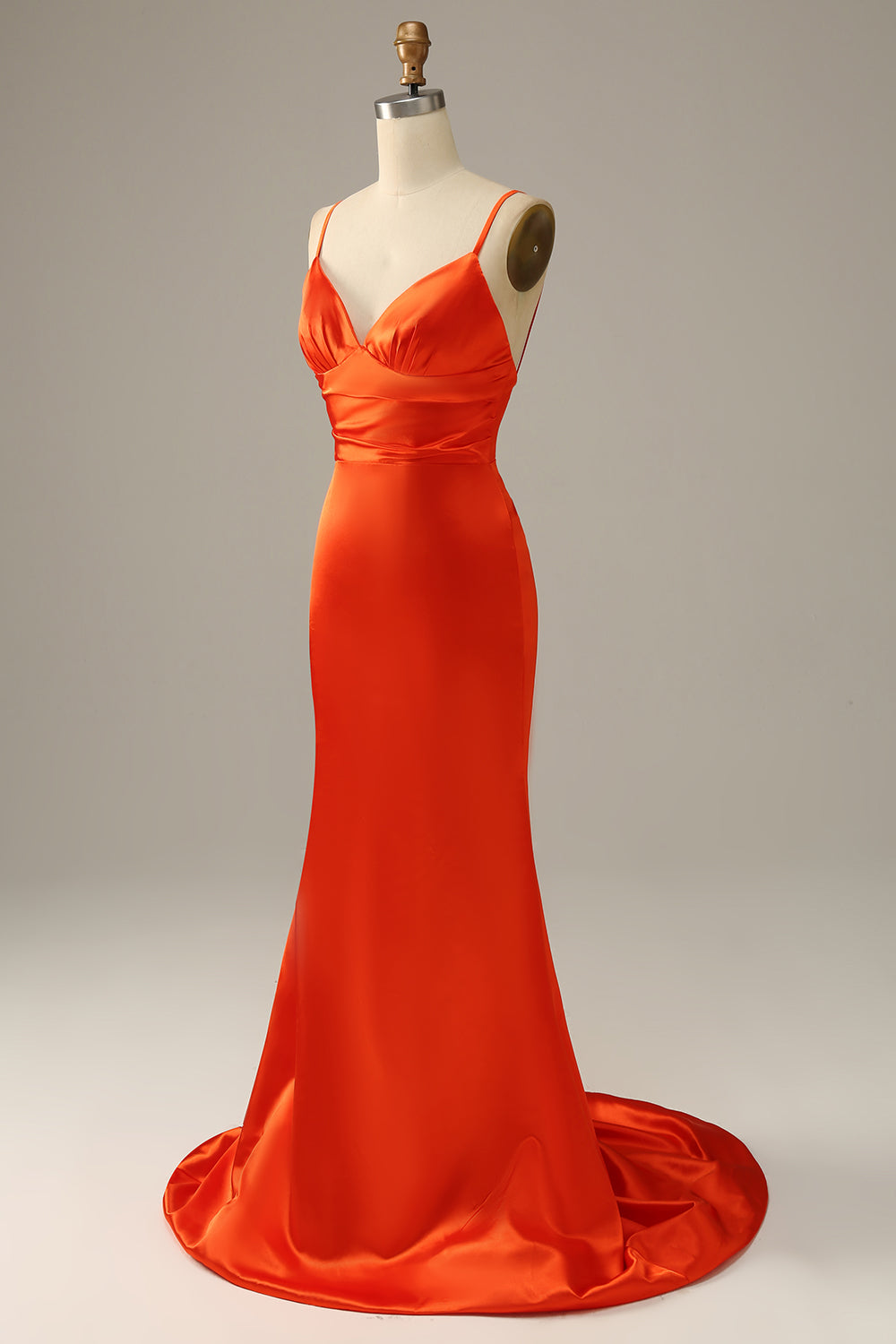 Orange Spaghetti Straps Mermaid Prom Dress