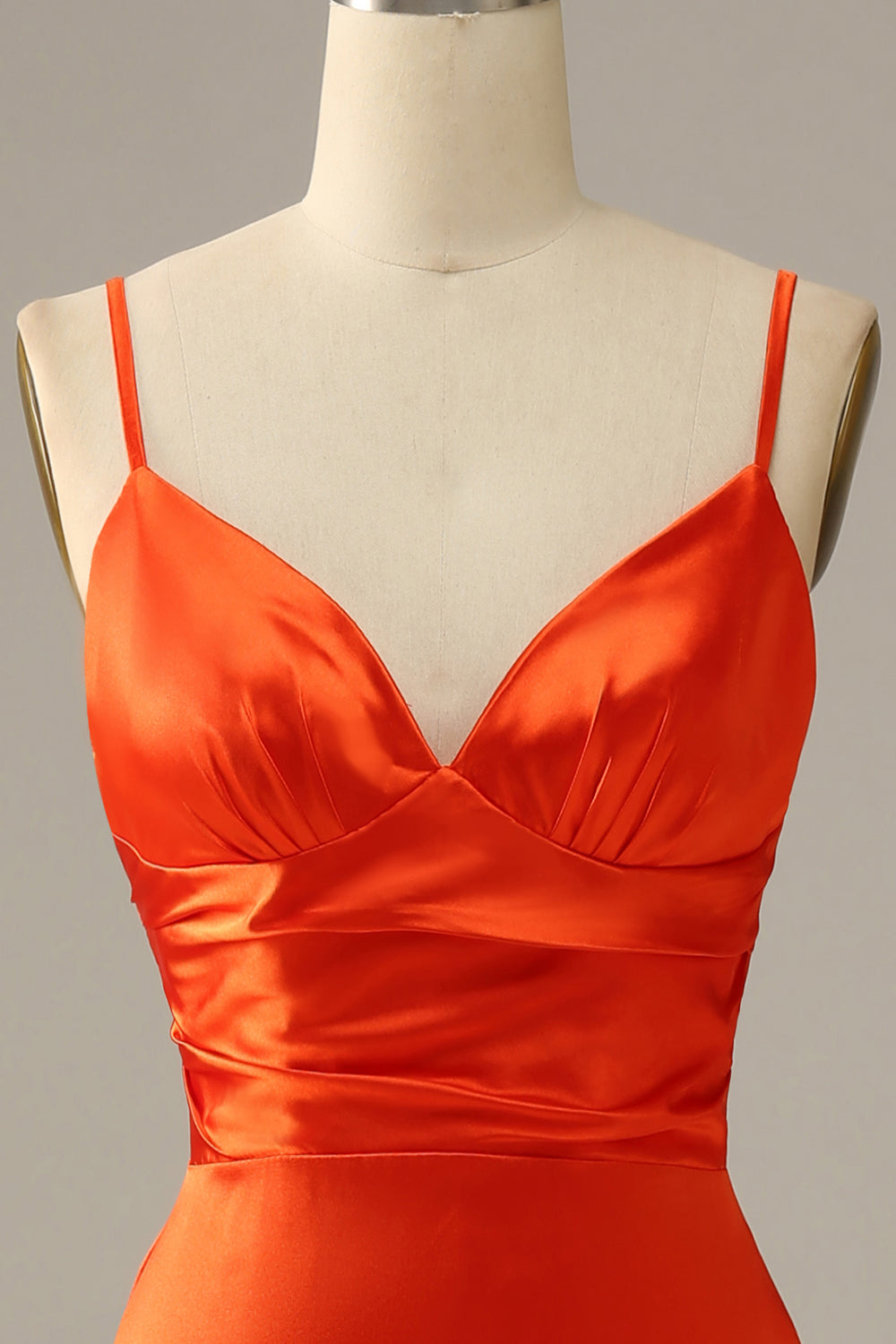 Orange Spaghetti Straps Mermaid Prom Dress