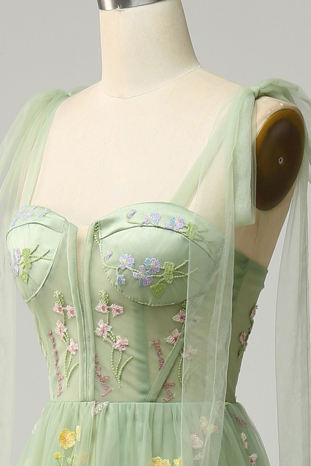 Zapaka Women Green Embroidery Corset Long Ball Prom Dress A-Line Formal  Party Dress – ZAPAKA NZ