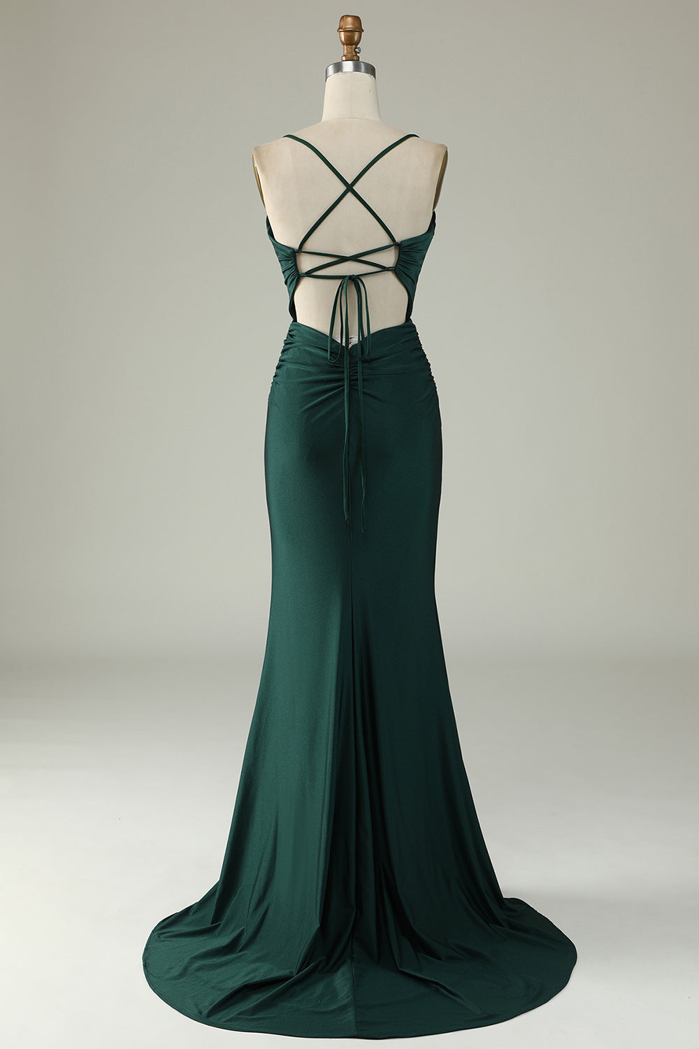 Mermaid Spaghetti Straps Dark Green Long Prom Dress