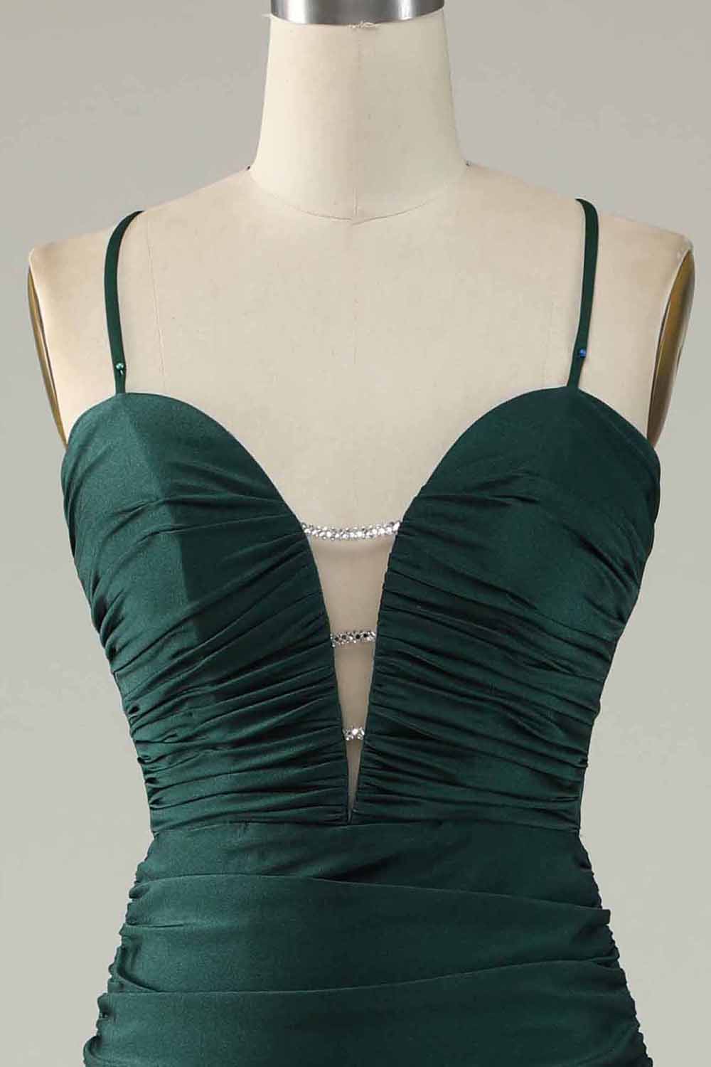 Mermaid Spaghetti Straps Dark Green Long Prom Dress