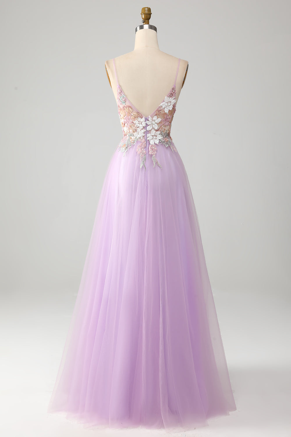 Zapakasa Women Lilac Long Prom Dress Glitter A-Line Spaghetti Straps ...