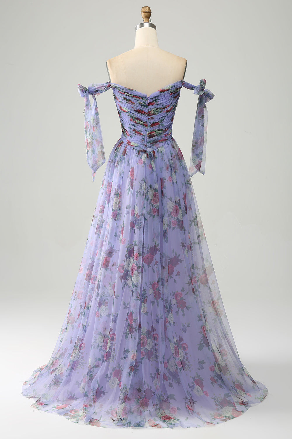 Lavender Floral Prom Dresses