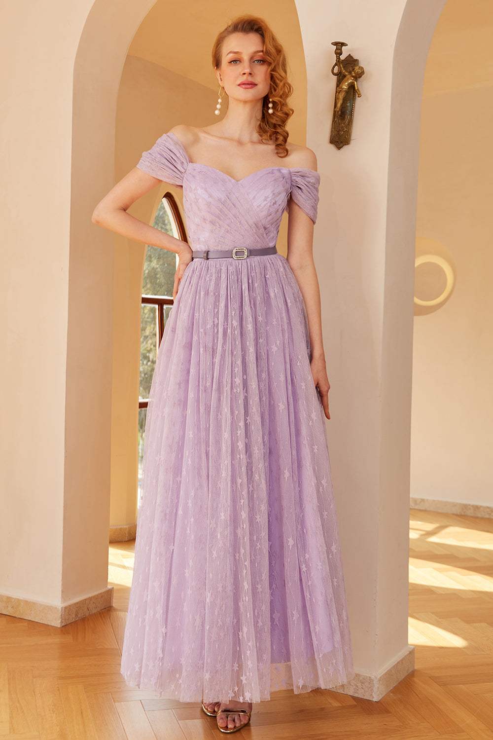 Purple A Line Prom Dress (Belt not included)