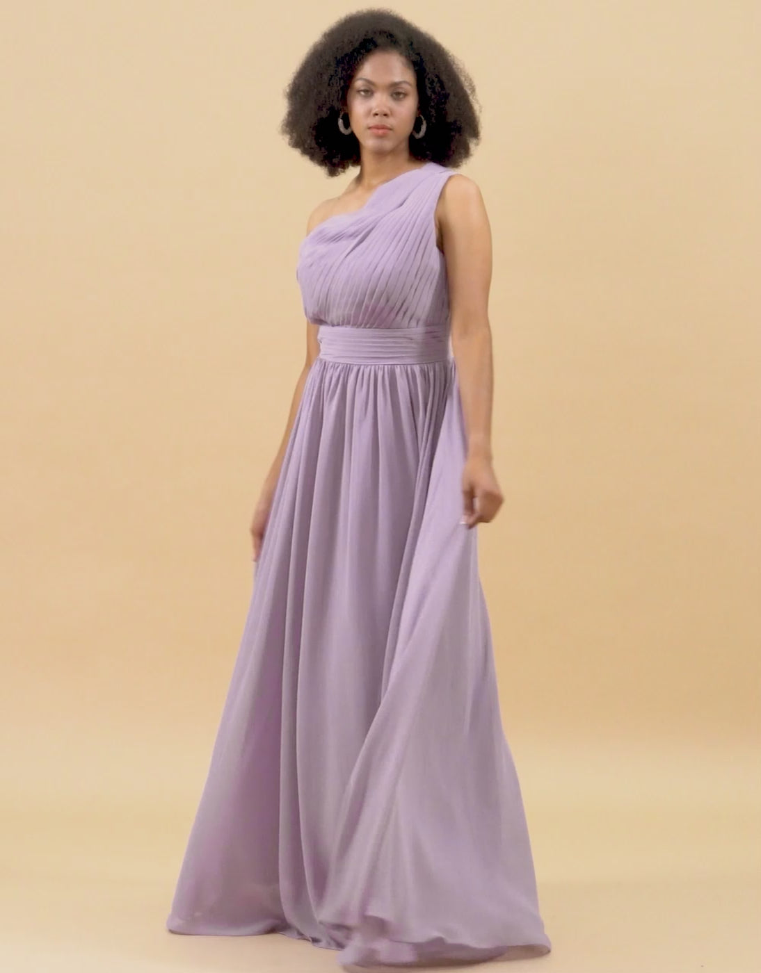 Lilac One Shoulder Chiffon Bridesmaid Dress