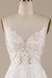 Ivory A-Line Tulle Criss-Cross Straps Back Wedding Dress